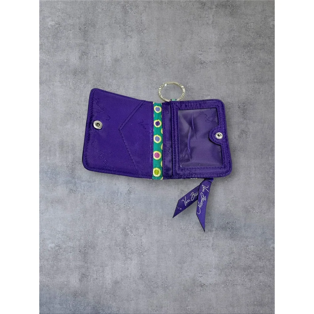 Vera Bradley ID Case Wallet Womens HEATHER Purple Paisley Quilted Keychain EUC